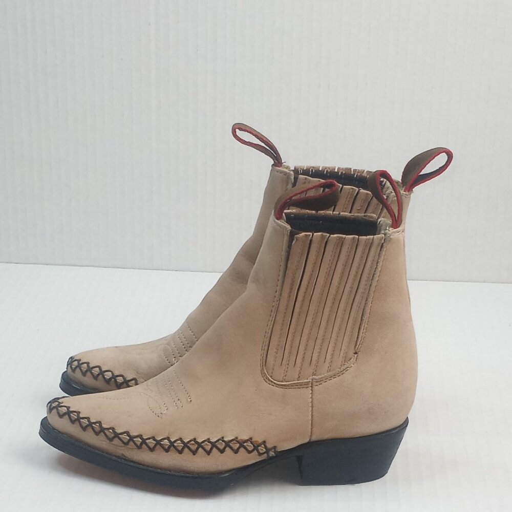 Rebelde Kids Dirty Buck Beige Suede Western Ankle Boots
